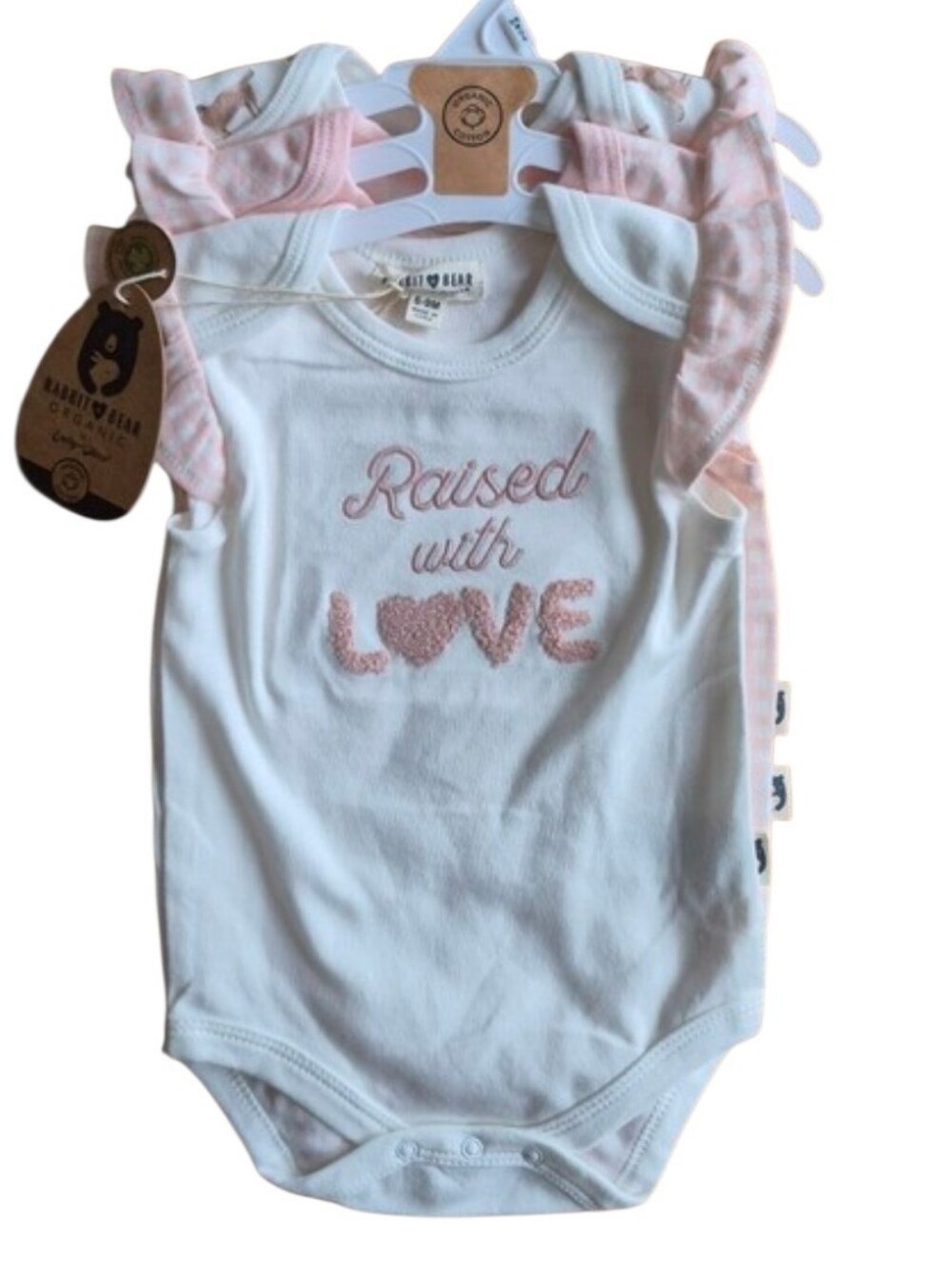 Rabbit Bear Organic Cotton Bodysuits Baby Girl One Piece 6-9 Months 3-Pack